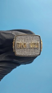 Anillo con Nombre Personalizado con Diamantes Cultivados en Laboratorio de 14K, Anillo Chapado en Oro de 14K sobre Plata de Ley, Anillo de Diamantes Hip Hop de Plata 925 - Product Image 3
