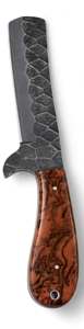 Couteau à viande artisanal en acier Damas foncé avec manche en résine ambrée marron - Product Image 5