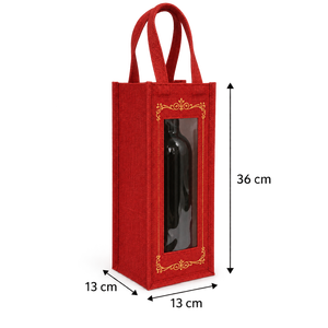 Sacs cadeaux pour bouteilles de vin en jute naturel laminé imprimé 13x36x13 cm Logo personnalisé Vente en gros OEM Marque privée Modèle SNC139A - Product Image 2
