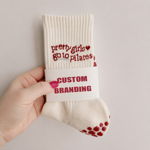 Custom Pretty Girls Go To Pilates Socks for Women Dual Direction Grip Yoga Pilates Socks Manufacturer Custom Text Logo Jacquard - Product Image 6