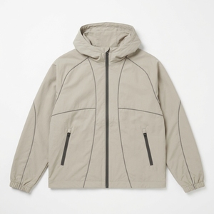 Veste coupe-vent à capuche pour homme 2026, fermeture éclair, couleur unie, décontractée, pour l'automne, en polyester, coupe ample – Grande vente - Product Image 1