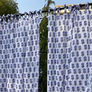 Rideaux en coton indien à motifs floraux imprimés à la main, fournisseur en gros d'usine OEM pour hôtels, chambres et salons - Product Image 1