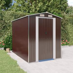 Dark Brown 75.6"x107.9"x87.8" Galvanized Steel <b>Garden</b> <b>Shed</b> for <b>Storage</b> - Product Image 1