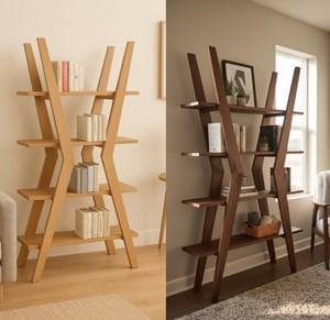 <b>Modern</b> Wooden Ladder Bookcase 4 <b>Shelves</b> Freestanding Backless Storage Rack for Living Room Home Office - Product Image 6