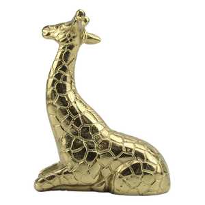 26.5cm H X 10cm W X 20cm L Golden Aluminium Giraffe Figurine Handmade Eco-Friendly Tabletop <b>Decor</b> Modern Design Living Room - Product Image 5