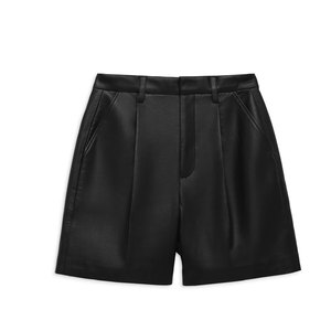 LUXE ATTIRE INDUSTRY Women <b>PU</b> Leather Skorts High Waist Elastic Waist Wide Leg Casual Knitted Loose Fit Custom Logo OEM - Product Image 2
