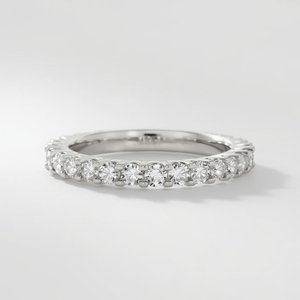 14K Solid White Gold Diamond Half Eternity <b>Ring</b> Classic Prong Set Anniversary Band Fine Jewelry for Women Elegant <b>Stack</b> <b>Ring</b> - Product Image 5