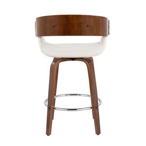 Set di 2 Sgabelli da Bancone Elisa, Design Moderno Mid-Century in Noce e Tessuto Crema per Uso Bar - Product Image 5