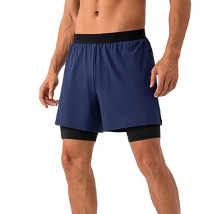 Men's Quick Dry Sport Shorts With Pockets Elastic Waist Solid Color Gray Spandex Polyester Knitted <b>Mid</b> Length Short Shorts OEM - Product Image 2
