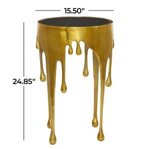 Space Saver Modern <b>Round</b> <b>Coffee</b> <b>Table</b> with Marble Top <b>Metal</b> Frame Durable Finish 20 Inch Height Decorative Living Room Furniture - Product Image 1