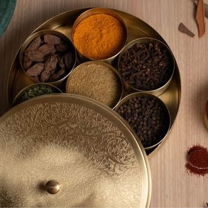 Eco Friendly Brass Masala Box For Traditional <b>Spice</b> <b>Storage</b> And Reusable Kitchen Organization Solution - Product Image 1