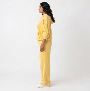 Women 2 Piece <b>Velour</b> Hooded <b>Tracksuit</b> Casual 100% Cotton Fleece Loose Fit Full Length Drawstring Mid Waist Pullover <b>Tracksuit</b> - Product Image 4