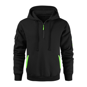 Sweat-shirt à capuche marron pour homme, coupe classique, en polaire, décontracté, pour l'automne, avec poche zippée - Product Image 5