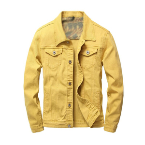 Men's Red <b>Denim</b> Jacket Turn-down Collar Single Breasted Casual Autumn Slim Fit Cotton <b>Material</b> Washed Finish - Product Image 5