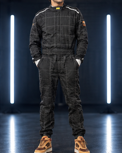 Men's Black Full Sleeve Flame Retardant <b>Waterproof</b> Polyester Racing Suit with Front Logo <b>All</b> Seasons Motorcycle & Auto Wear - Product Image 5