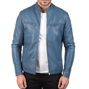 Blouson en cuir unisexe sur mesure coupe ajustée style motard, col montant, fermeture éclair, décontracté, en similicuir PU, streetwear, vêtement d'extérieur - Product Image 3