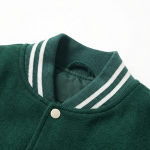 Green <b>White</b> Varsity <b>Jacket</b> | Letterman Bomber <b>Jacket</b> with Chenille Patch | Oversized Streetwear <b>Jacket</b> | Custom OEM Manufacturer - Product Image 3