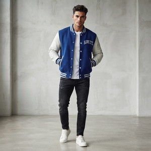 Veste universitaire en laine surdimensionnée pour homme Hawk Eye Sports, style streetwear, hiver, boutonnée, grande taille, séchage rapide, devant - Product Image 4