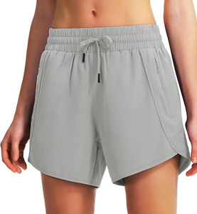Shorts de sport décontractés pour hommes, en tissu éponge, séchage rapide, anti-plis, brodés, avec ourlet fendu, taille haute élastique, respirants et amples - Product Image 3
