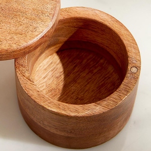Handcrafted Wooden Salt Box with Spoon <b>Kitchen</b> Salt Cellar Natural Spice <b>Storage</b> Container Countertop Organizer - Product Image 6