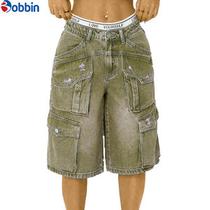 Pantalones Cortos de Mezclilla de Verano para Mujer, Cómodos, Estilo Simple, Holgados, Tipo Cargo, de Pierna Ancha, Lavables, Estilo Boyfriend, con Bolsillos Laterales - Product Image 3