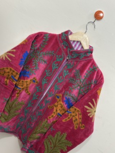Eco-Friendly Suzani <b>Velvet</b> <b>Jacket</b> Pink <b>Velvet</b> Handmade Boho Floral Embroidery Indian Statement Breathable High <b>Women</b> Coat - Product Image 3