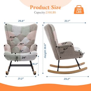 Poltrona a dondolo imbottita Teddy con schienale alto, comoda poltrona per soggiorno e camera da letto, sedia versatile. - Product Image 1