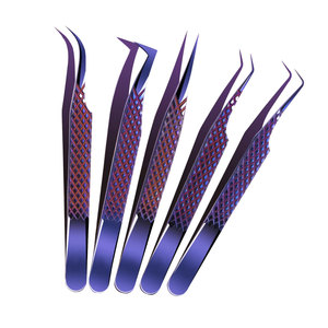 Pinzas de Extensión de Pestañas con Punta de Fibra Premium, Pinzas de Volumen de Pestañas de Acero Inoxidable Antideslizantes, Herramientas de Pestañas Antiestáticas de Grado Profesional - Product Image 1