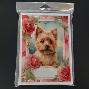 Norwich Terrier Whimsical A7 Tamaño 5x7 Tarjetas de notas en blanco Rosas de San Valentín Tarjeta de felicitación Paquete de 8 con sobres - Product Image 3