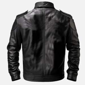 High Quality Formal Leather Jackets with Stand Collar and Front Logo Eco-Friendly & Waterproof - Product Image 2