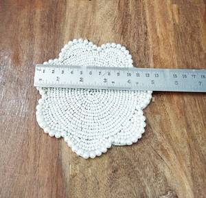 Premium <b>Beaded</b> <b>Placemat</b> Unique Designer White <b>Beaded</b> <b>Placemat</b> Glass Beads Modern tea coster Table Decoration Dining Room - Product Image 4