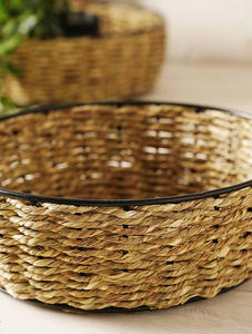 ชามผลไม้สานจากหญ้าทะเลทรงกลม ทำด้วยมือ สำหรับตกแต่งเคาน์เตอร์ครัวและโต๊ะอาหาร ชามตกแต่ง - Product Image 3