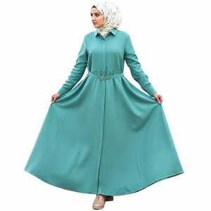 Vestido Maxi Modesto para Mujer, Manga Larga, con Cinturón, Estilo Abaya Islámica, Informal, Largo, para Uso Diario - Product Image 1