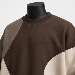 Sweat-shirt à col rond surdimensionné pour homme, patchwork, manches raglan, pull décontracté, automne, coton et polyester mélangés - Product Image 6