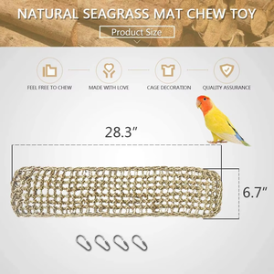 Hamaca de hierba marina natural para pájaros, juguete colgante para jaula de loros, red de escalada, escalera, juguetes para masticar con ganchos, accesorios para mascotas - Product Image 6
