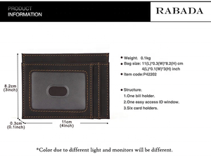 Fourniture d'usine Style classique hommes en cuir véritable mince porte-cartes portefeuille Rfid poche avant portefeuille en cuir véritable pour homme - Product Image 2