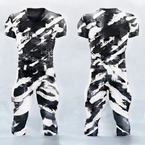 เสื้อฟุตบอลอเมริกันสีขาวดำแบบกำหนดเอง ชุดกีฬาทีม ระบายอากาศได้ดี - Product Image 1