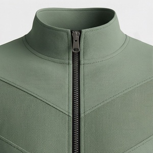 Men's Solid Color <b>Track</b> <b>Jacket</b> With Zipper Stand Collar Full Sleeve Casual Breathable Autumn Wear Regular Fit Midweight - Product Image 4