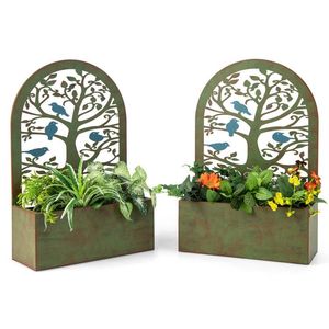 Lot de 2 lits de jardin surélevés décoratifs pour plantes grimpantes en pots de fleurs et jardinières - Product Image 1