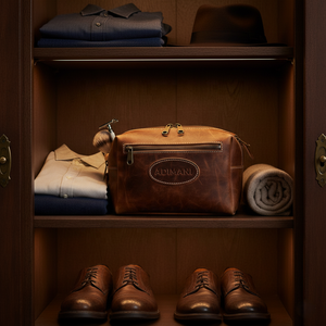 Wholesale premium leather Toiletry Bag Men's Shaving Bag Vintage Leather Organizer Toiletry Wash Mens Bag for Travelers - Product Image 6