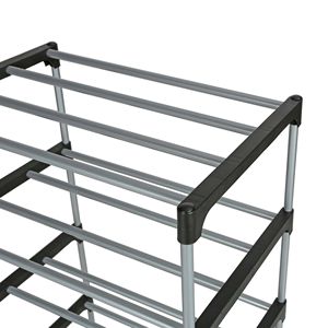 2 confezioni scarpiera a 6 livelli capacità 8 paia nera e argento con tubi in metallo e connettori in plastica - Product Image 3