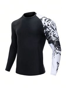 Vente en gros de rashguards MMA BJJ personnalisés, design élégant, compression pour hommes, manches longues, spandex/polyester UPF50+ - Product Image 5
