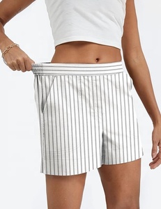 Women's Solid Mid Waist Cotton <b>Shorts</b> Tassel Pockets Casual Elastic Waist Regular Fit Breathable Eco-Friendly Knitted Fabric - Product Image 4