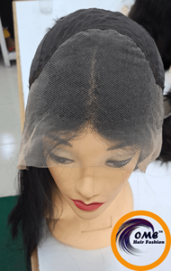 Perruques en cheveux humains à dentelle frontale de longueur moyenne, densité 130% |   Cheveux naturels noirs Remy |   Perruque sans colle avec ligne de cheveux pré-épilée - Product Image 3