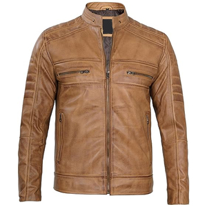 Chaqueta de Cuero PU Casual para Hombre, Otoño Invierno, con Cierre, Ajustada, Manga Larga, Estilo Motociclista - Product Image 5