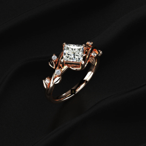 Bague en diamant de taille princesse cultivé en laboratoire avec motif feuille et accents latéraux, certifiée IGI, couleur D à F, 1,50 ct au centre, 0,30 ct sur les côtés, 1,80 ct au total. - Product Image 2