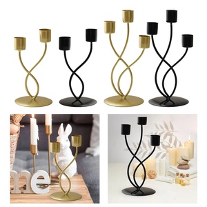 Black Powder Coated 2 Light Candelabra Minimalist Twisted Metal Taper <b>Candlestick</b> <b>Holder</b> For Tabletop Wedding & Home Decoration - Product Image 6