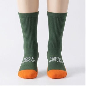 North Approach Crew <b>Socks</b> Green <b>Orange</b> Toe Breathable Daily Wear Adult Spring Season - Product Image 1