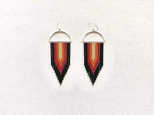 Round <b>Red</b> <b>Beaded</b> Earrings with Sequin Embroidery Inside Hand Made Embroidery Classic Earrings for Women - Product Image 6