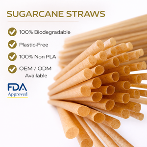 Pajita Desechable de Caña de Azúcar Biodegradable y Ecológica, Pajita Reciclable de Bagazo - Product Image 1